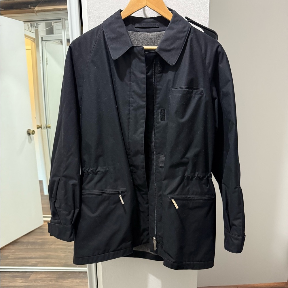 Burberry Black Fleece-lined Utility Coat with cinched waist